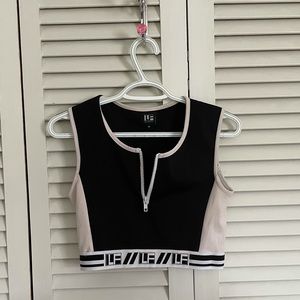 Black and White LF Zip Crop Top